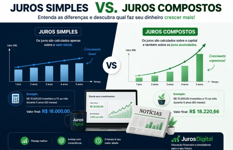 Juros Simples vs. Juros Compostos: qual a diferença?